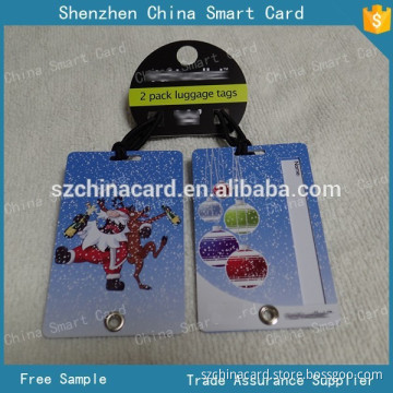 on the string pvc luggage tag for 2 pack